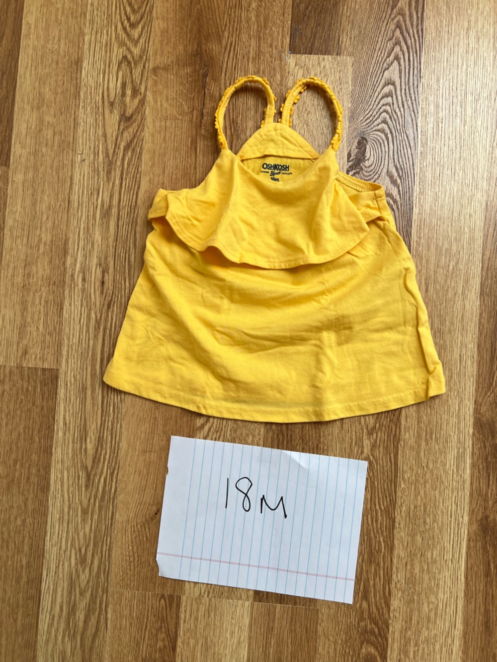 OshKosh Bright Yellow Ruffle Tank Top 18m